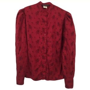 Vintage Button-Down Floral TraditionalBlouse